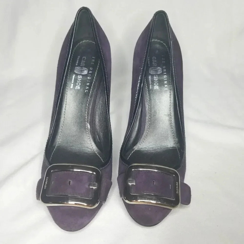 Car Shoe by Prada | Purple Suede Block Heels Sz 38.5